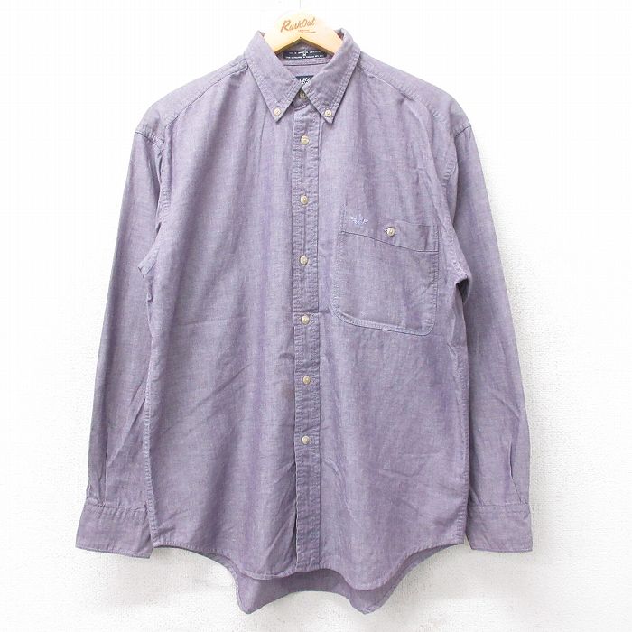 L★古着 ドッカーズ 長袖 ブランド シャツ メンズ 90年代 90s ワンポイントロゴ コットン ボタンダウン 紫 パープル 25sep11 中古 トップス