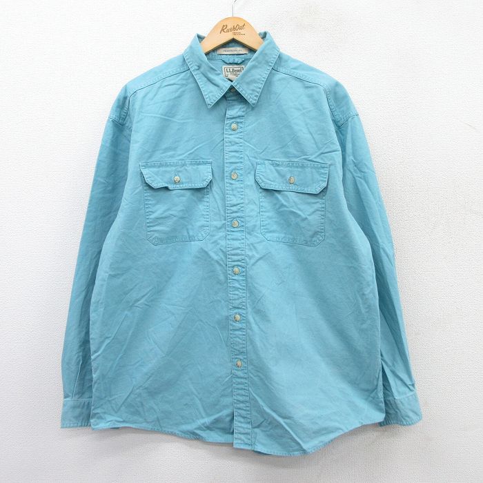 【20%OFF】XL★古着 エルエルビーン LLBEAN 長袖 ブランド シャツ メンズ 00年代 00s コットン 水色 25sep16 中古 トップス