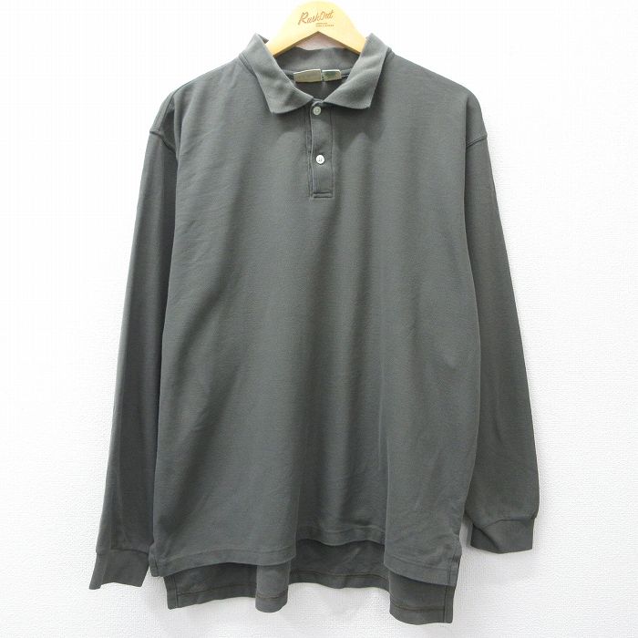 【20%OFF】XL★古着 エルエルビーン LLBEAN 長袖 ブランド ポロ シャツ メンズ 90年代 90s コットン USA製 濃緑系 グリーン 【spe】 25sep18 中古 トップス