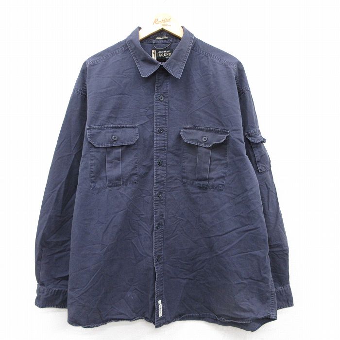 【50%OFF】エディーバウアー 00s 長袖シャツ ネイビー XL | 古着