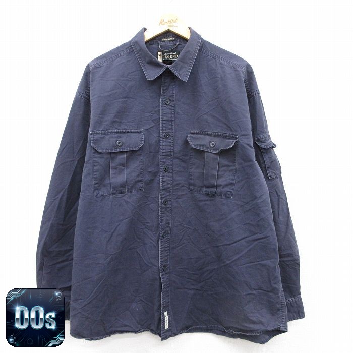 【50%OFF】エディーバウアー 00s 長袖シャツ ネイビー XL | 古着