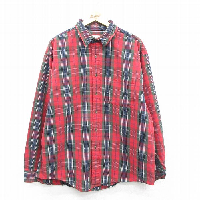 【50%OFF】エディーバウアー 00s 長袖シャツ タータンチェック レッド XL | 古着