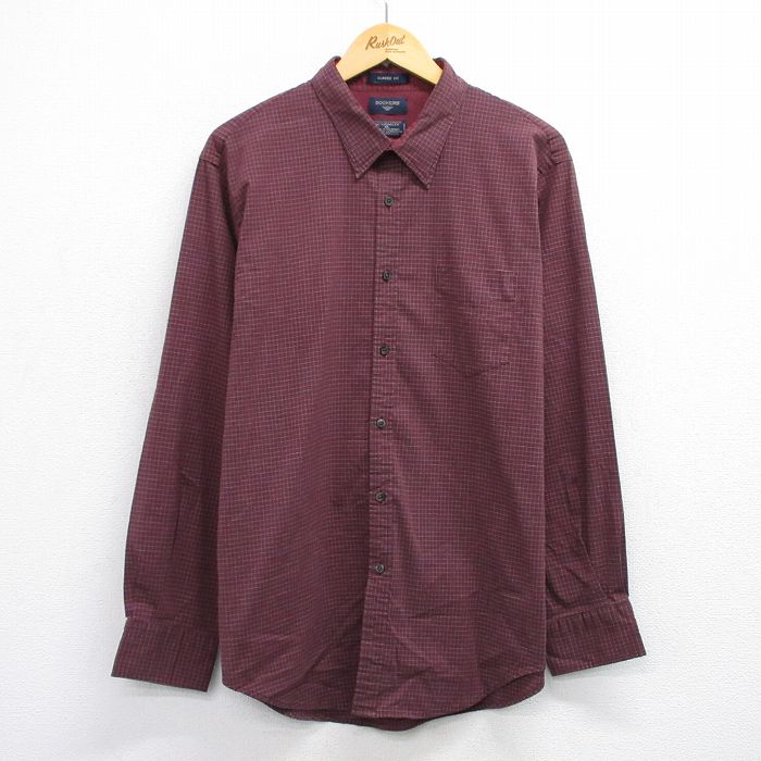 L★古着 ドッカーズ 長袖 ブランド シャツ メンズ エンジ チェック 25sep25 中古 トップス