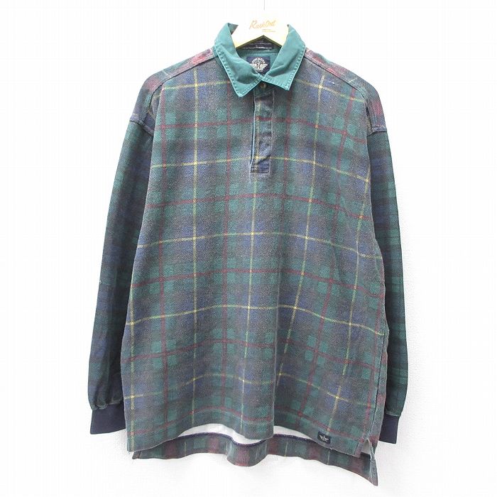 XL★古着 ドッカーズ 長袖 ブランド ラガー シャツ メンズ 90年代 90s コットン 緑他 グリーン チェック 【spe】 25oct03 中古 トップス
