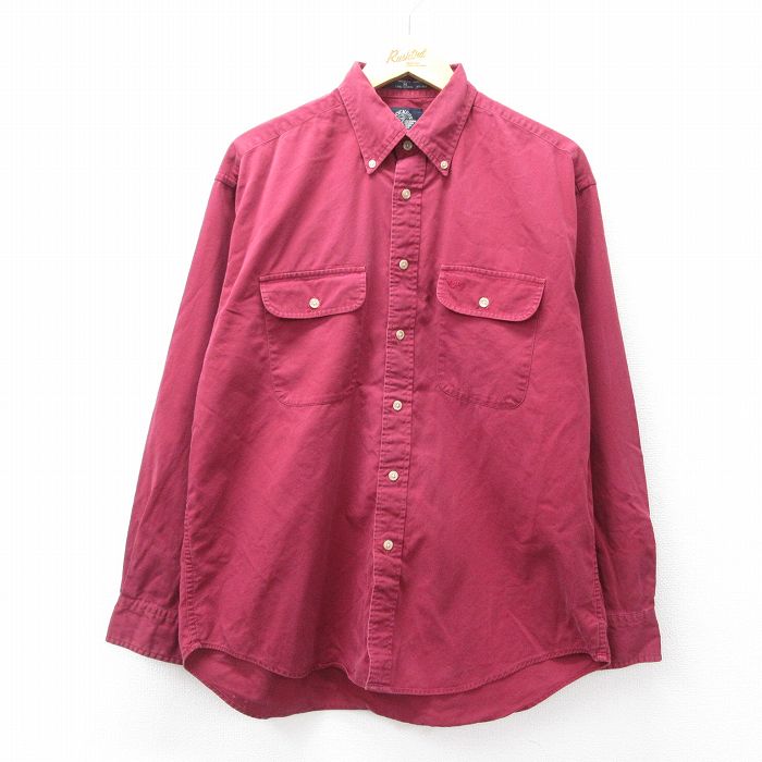 【50%OFF】ドッカーズ 90s 長袖シャツ ワンポイントロゴ バーガンディ XL | 古着