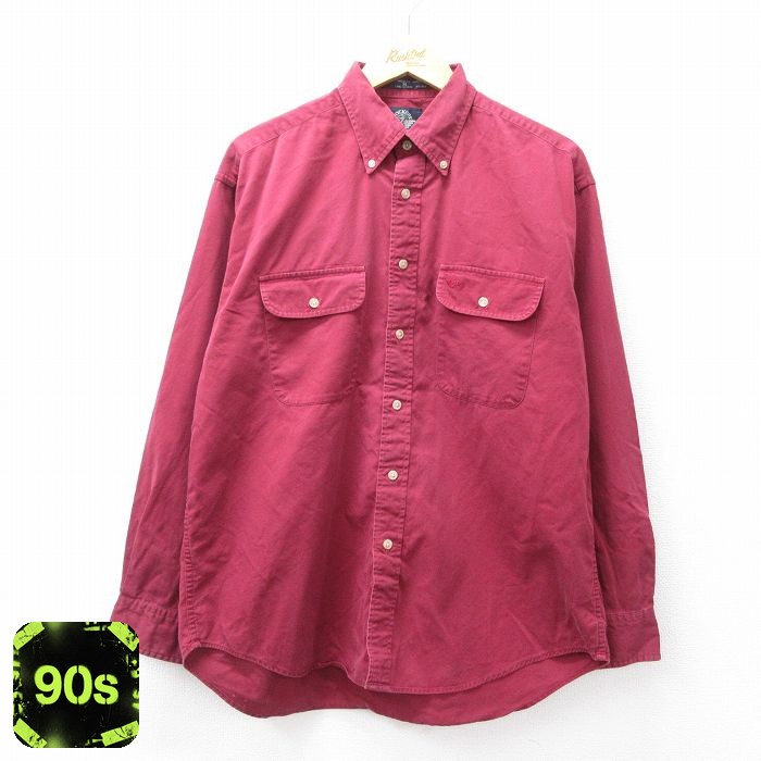 【50%OFF】ドッカーズ 90s 長袖シャツ ワンポイントロゴ バーガンディ XL | 古着