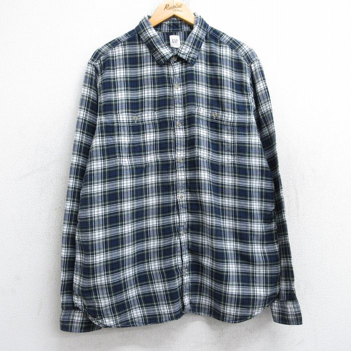 ギャップ 00s 長袖シャツ チェック ネイビー XL | 古着