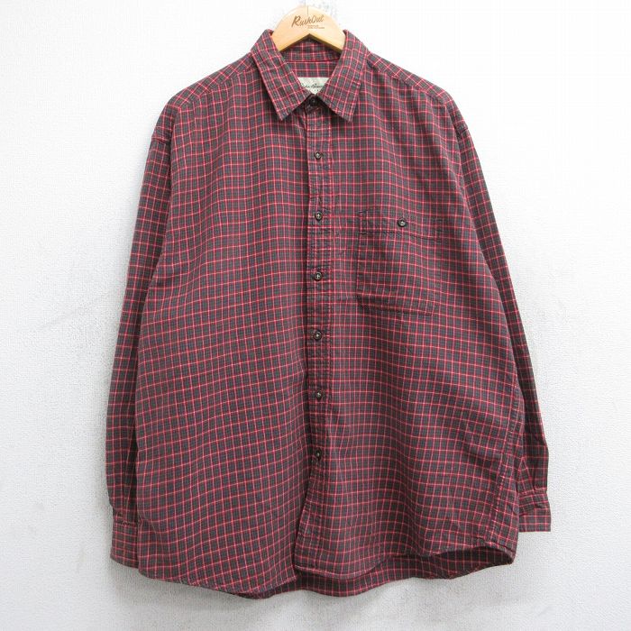 【50%OFF】エディーバウアー 00s 長袖シャツ チェック レッド XL | 古着