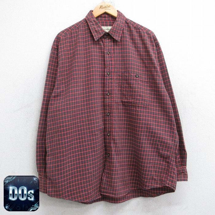 【50%OFF】エディーバウアー 00s 長袖シャツ チェック レッド XL | 古着