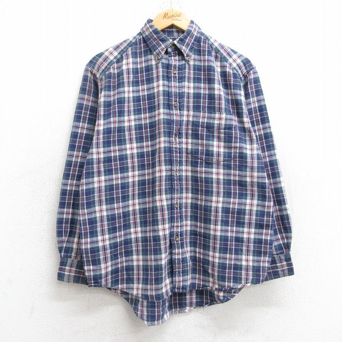 L★古着 ギャップ GAP 長袖 ブランド シャツ メンズ 00年代 00s コットン ボタンダウン 紺他 ネイビー チェック 25oct18 中古 トップス