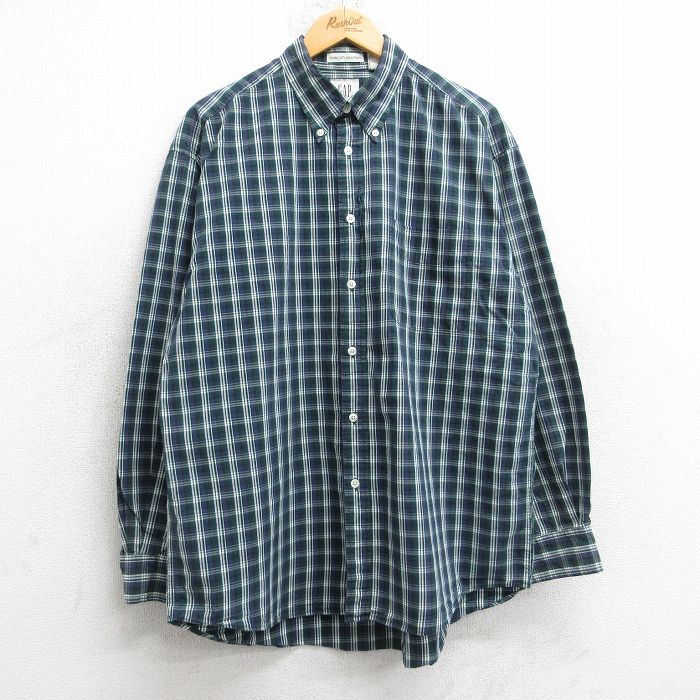 【20%OFF】XL★古着 ギャップ GAP 長袖 ブランド シャツ メンズ 00年代 00s コットン ボタンダウン 緑他 グリーン チェック 25oct20 中古 トップス