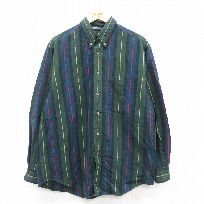 ノーティカ 90s 長袖シャツ ワンポイントロゴ グリーン L | 古着