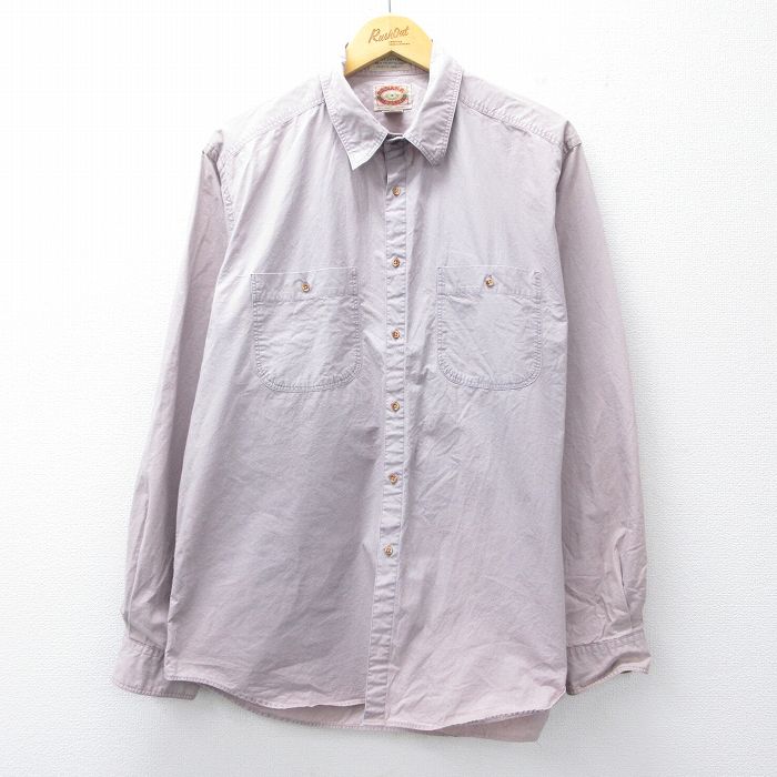 XL★古着 バナナリパブリック BANANA REPUBLIC 長袖 ブランド シャツ メンズ 80年代 80s コットン 薄紫 パープル 25oct27 中古 トップス