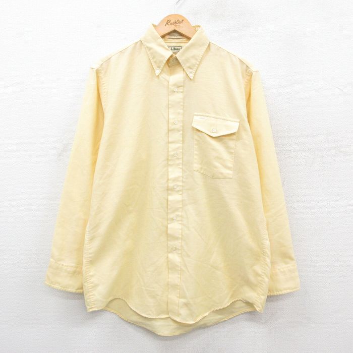 L★古着 エルエルビーン LLBEAN 長袖 ブランド シャツ メンズ 80年代 80s ボタンダウン 黄 イエロー 25oct31 中古 トップス