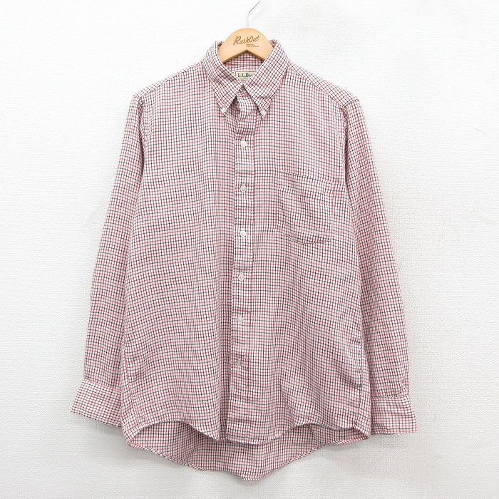 L★古着 エルエルビーン LLBEAN 長袖 ブランド シャツ メンズ 80年代 80s ボタンダウン 赤他 レッド チェック 25oct31 中古 トップス