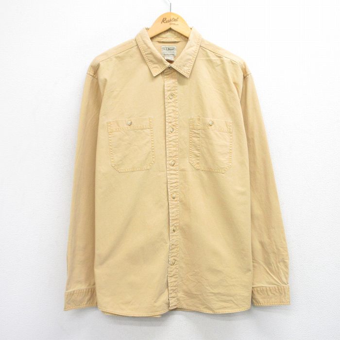 XL★古着 エルエルビーン LLBEAN 長袖 ブランド シャツ メンズ 00年代 00s 大きいサイズ コットン 黄 イエロー 25nov04 中古 トップス