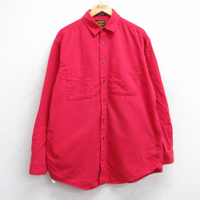 【50%OFF】エディーバウアー 90s 長袖シャツ レッド XL | 古着