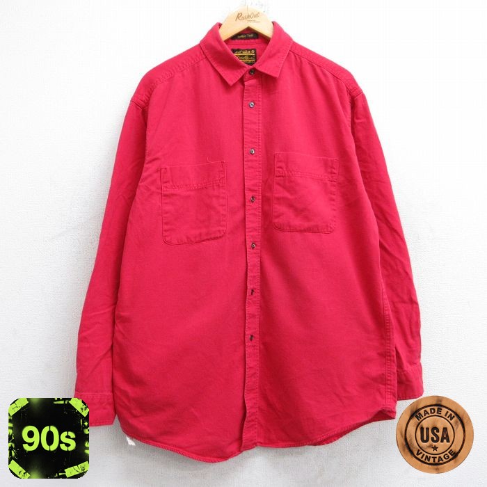 エディーバウアー 90s 長袖シャツ レッド XL | 古着
