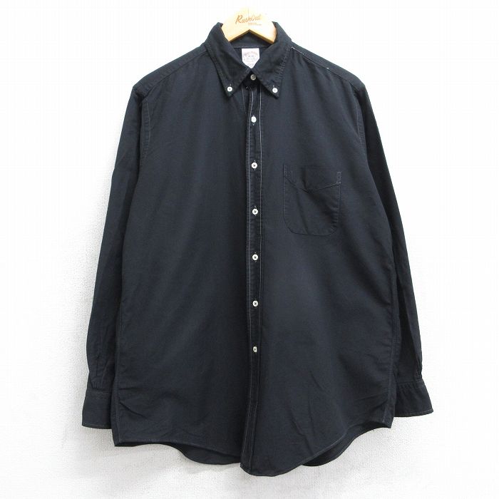 XL★古着 ブルックスブラザーズ BROOKS BROTHERS 長袖 ブランド シャツ メンズ 90年代 90s オックスフォード コットン ボタンダウン 黒 ブラック 【spe】 25nov05 中古 トップス