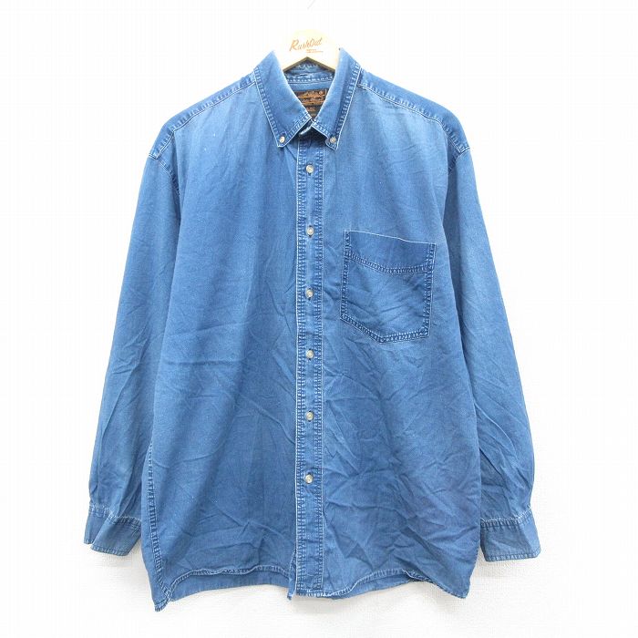 エディーバウアー 90s 長袖シャツ ネイビー L | 古着