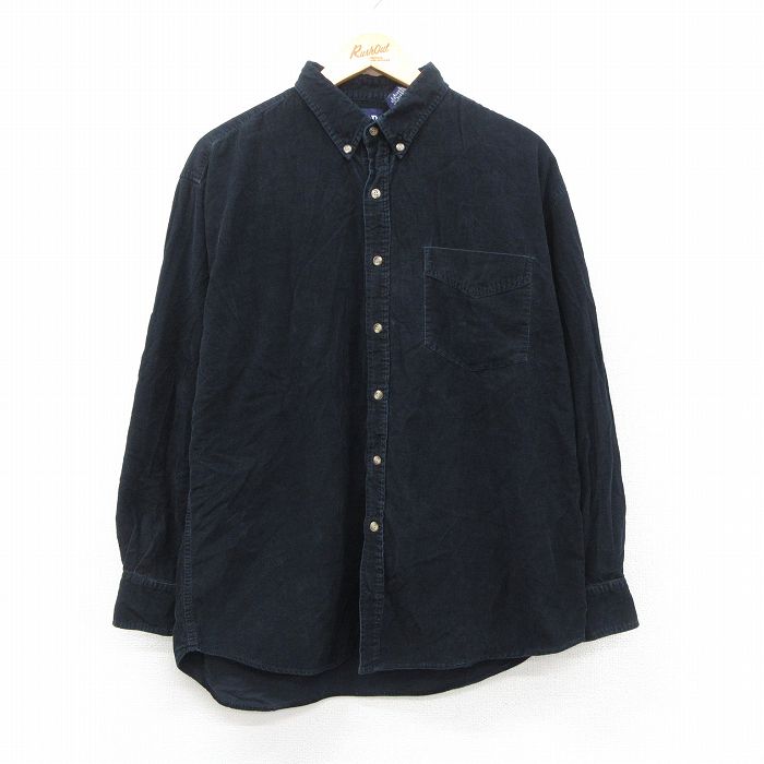 L★古着 ギャップ GAP 長袖 ブランド シャツ メンズ 90年代 90s コーデュロイ コットン ボタンダウン 黒【spe】 25nov11