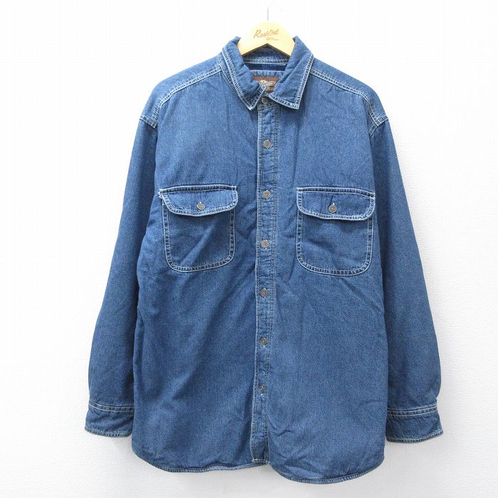 L★古着 リーバイス Levis 長袖 ブランド シャツ メンズ コットン 紺 デニム 内側フリース【spe】 25nov14