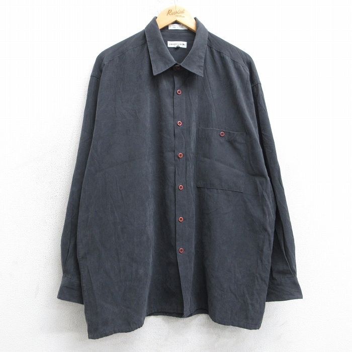 XL★古着 ピエールカルダン 長袖 ブランド シャツ メンズ 90年代 90s 大きいサイズ 黒 25nov15