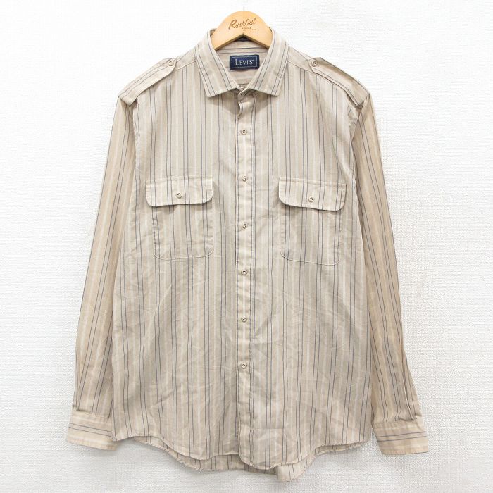 リーバイス 90s 長袖シャツ ストライプ ベージュ L | 古着