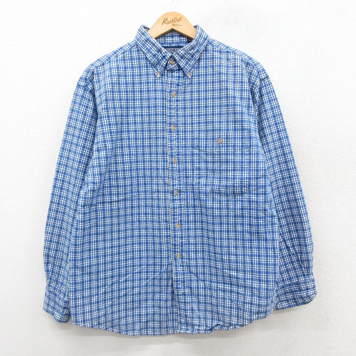 ランズエンド 90s 長袖シャツ チェック ブルー L | 古着