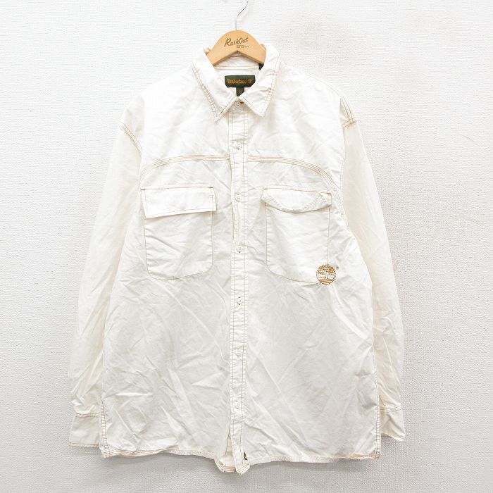 XL★古着 ティンバーランド 長袖 ブランド シャツ メンズ 00年代 00s 大きいサイズ コットン 白 25nov17