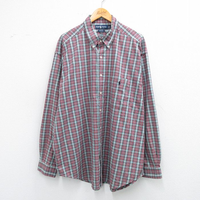 ラルフローレン 90s 長袖シャツ ワンポイントロゴ レッドチェック XL | 古着