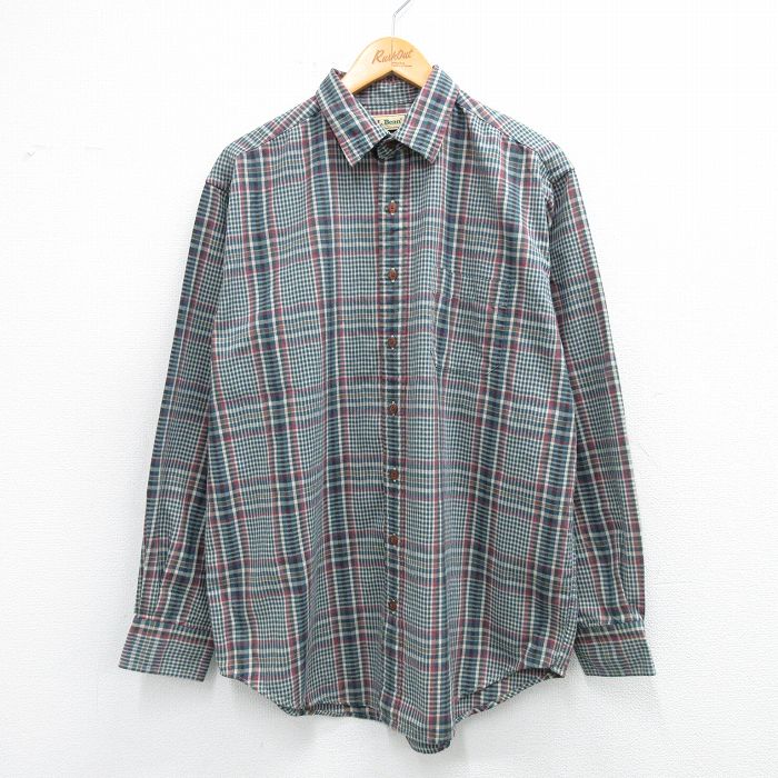 エルエルビーン 90s 長袖シャツ チェック ネイビー XL | 古着
