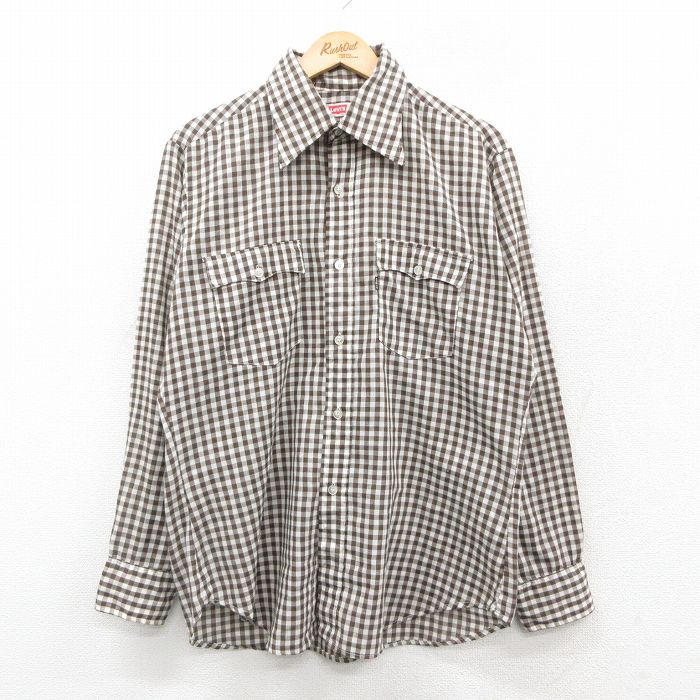 【50%OFF】リーバイス 70s 長袖シャツ ギンガムチェック ブラウン L | 古着
