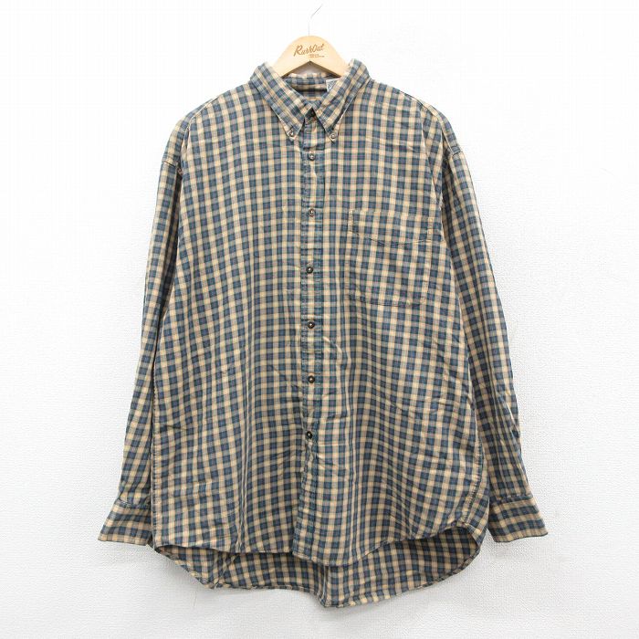 XL★古着 ギャップ GAP 長袖 ブランド シャツ メンズ 00年代 00s 大きいサイズ コットン ボタンダウン ベージュ他 チェック 25nov18