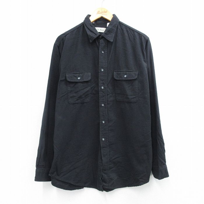 L★古着 エルエルビーン 長袖 ブランド シャツ メンズ 80年代 80s コットン 黒 25nov27