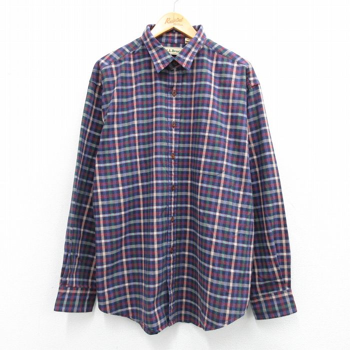 エルエルビーン 80s 長袖シャツ チェック ネイビー XL | 古着