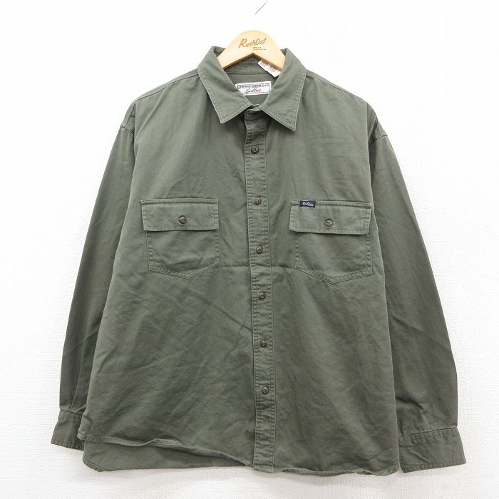 XL★古着 リーバイス Levis シグネチャー 長袖 ブランド シャツ メンズ 大きいサイズ コットン 濃緑 25dec09