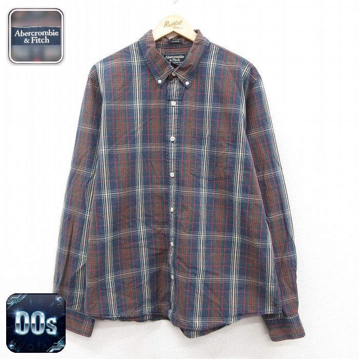 【50%OFF】アバクロンビー 00s 長袖シャツ チェック グリーン XL | 古着