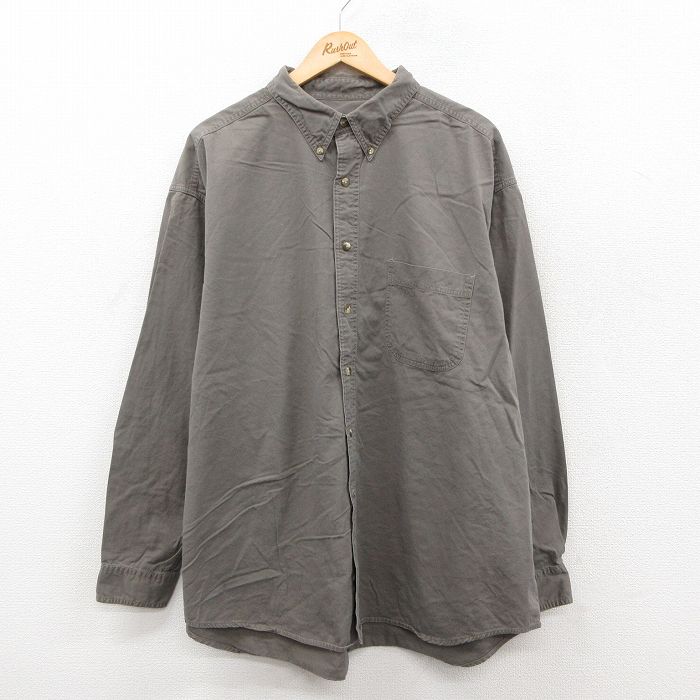 【20%OFF】XL★古着 エディーバウアー 長袖 ブランド シャツ メンズ 00年代 00s 大きいサイズ コットン ボタンダウン 茶系【spe】 25dec09