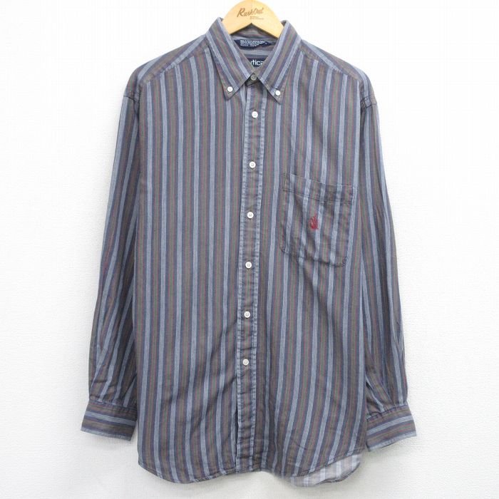 ノーティカ 90s 長袖シャツ ストライプ ネイビー XL | 古着