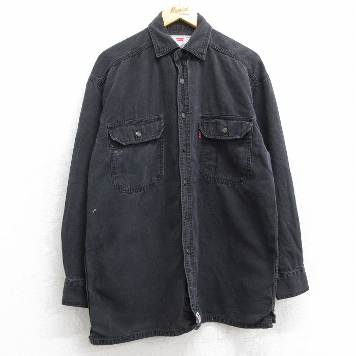 L★古着 リーバイス Levis 長袖 ブランド シャツ メンズ 00年代 00s コットン 黒 デニム【spe】 26jan19