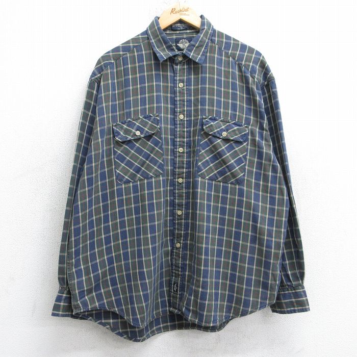 XL★古着 ドッカーズ 長袖 ブランド シャツ メンズ 00年代 00s コットン 紺他 チェック 26jan19
