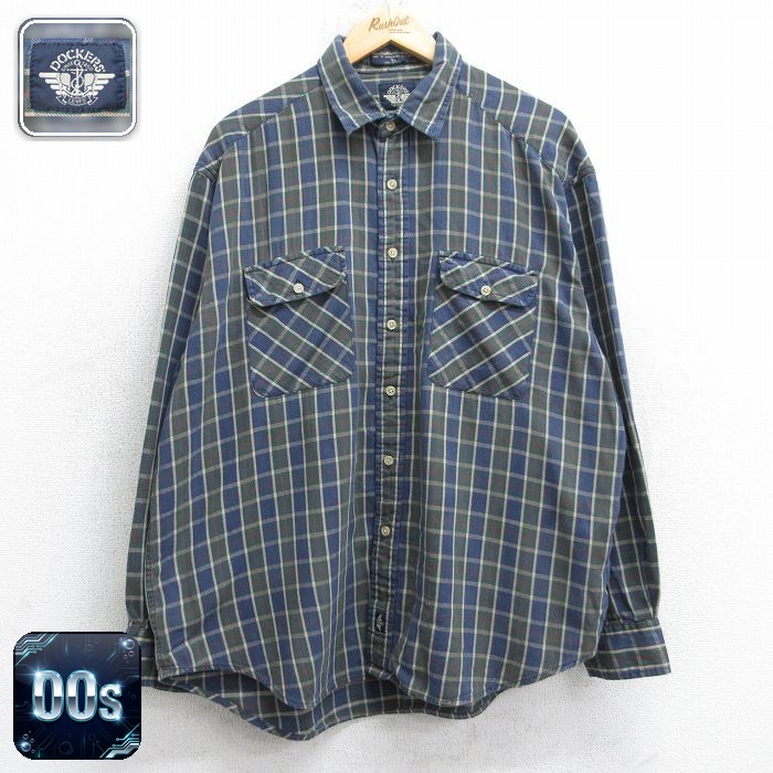 【50%OFF】ドッカーズ 00s 長袖シャツ チェック ネイビー XL | 古着