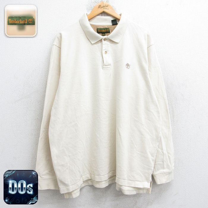 【50%OFF】ティンバーランド 00s 長袖ポロシャツ ワンポイントロゴ ベージュ XL | 古着