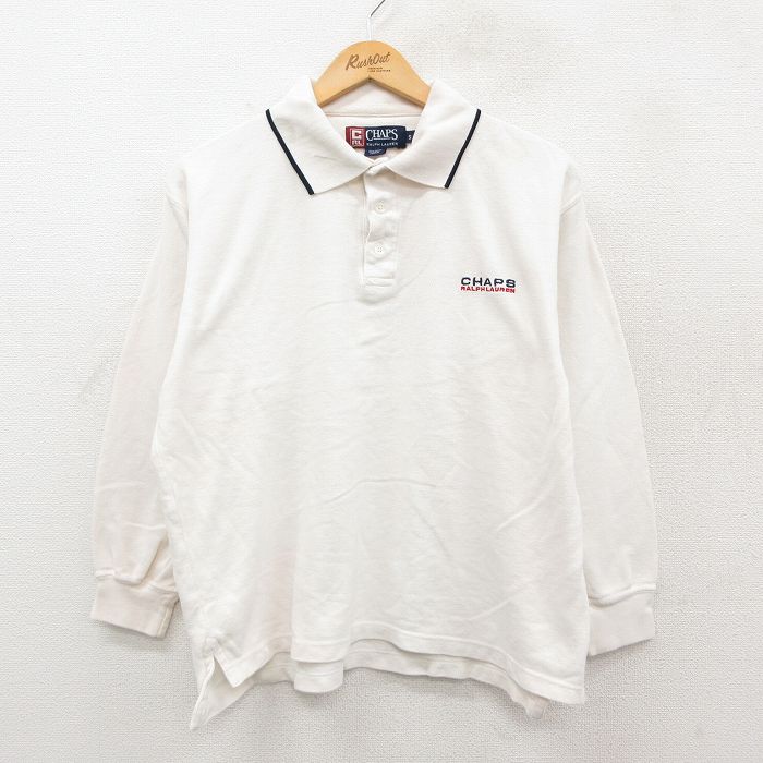 【20%OFF】ラルフローレン 90s 長袖ポロシャツ ワンポイントロゴ ホワイト L | 古着