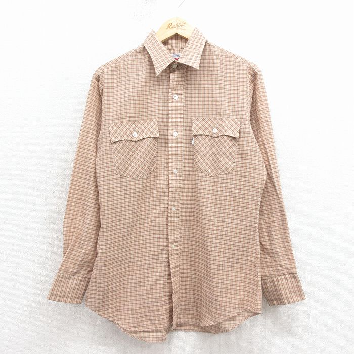 リーバイス 80s 長袖シャツ ビッグE ベージュチェック L | 古着