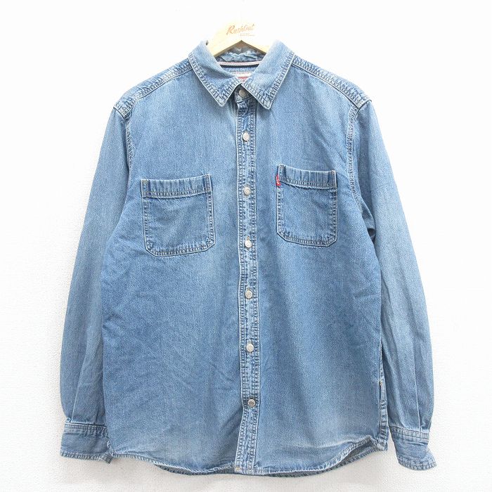 L★古着 リーバイス Levis 長袖 ブランド シャツ メンズ コットン 紺 デニム 26feb09