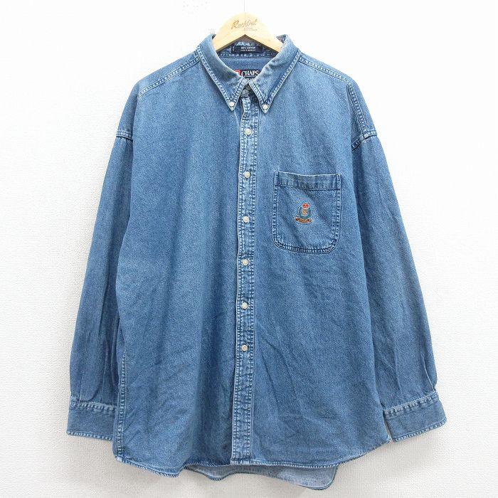 ラルフローレン 90s 長袖シャツ ワンポイントロゴ ネイビー XL | 古着