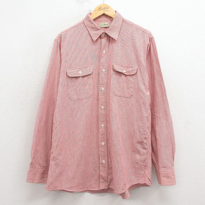 エルエルビーン 80s 長袖シャツ ストライプ レッド L | 古着
