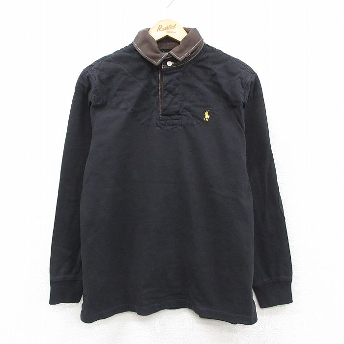 L★古着 ラルフローレン 長袖 ブランド ラガー シャツ メンズ 90年代 90s ワンポイントロゴ コットン 黒 26feb19